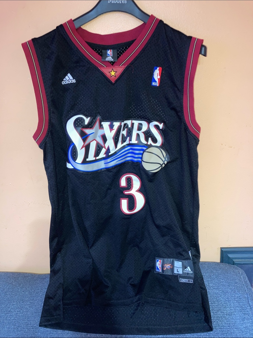 Y2K Adidas swingnan Sixers Black Basketball Jersey - #3